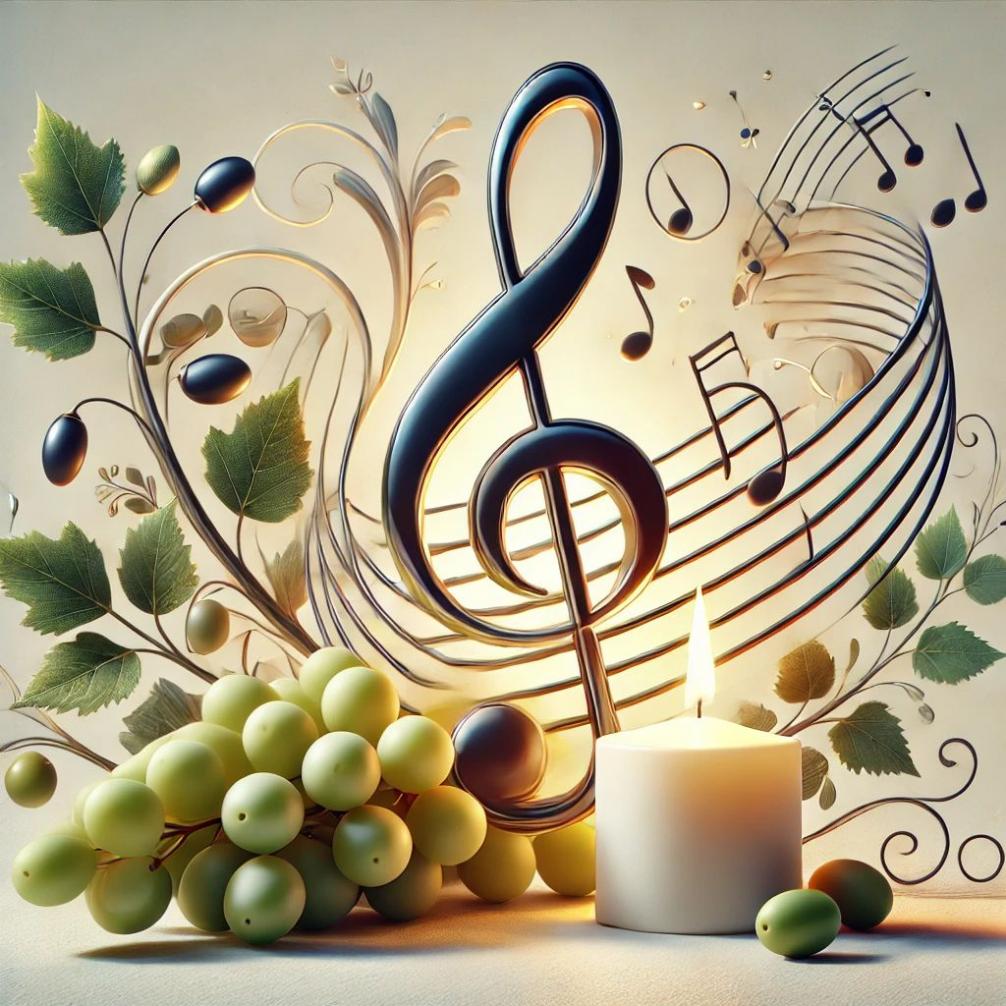 Musik Trauben Oliven Licht