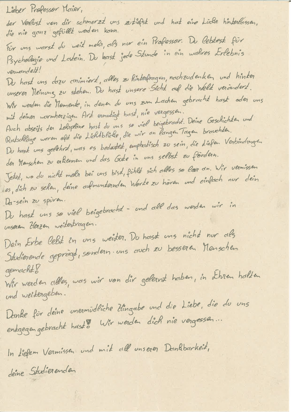 © Schulsprecherin Brief an Martin Maier